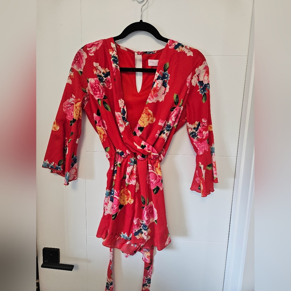 Pink Lily Floral Romper